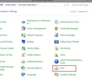 Java in Window Control Panel